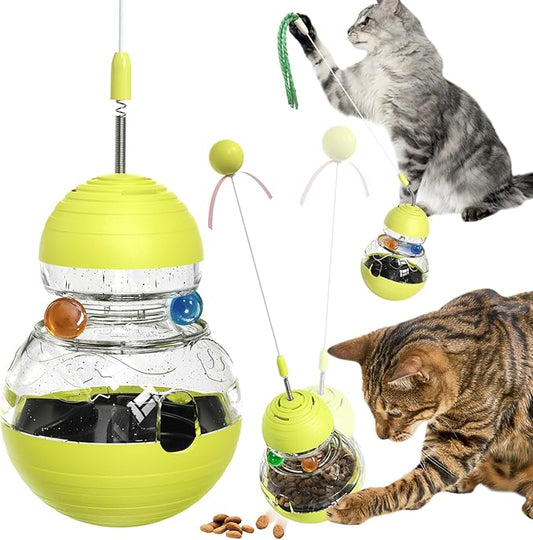 Interactive Cat Toys for Indoor Cats and Kittens – Wand Toy, Treat Dispenser, Slow Feeder, Ball Tracker for Play and Exercise