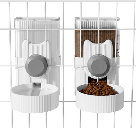 Automatic Hanging Pet Feeder & Water Dispenser – 1L Food Bowl and Bottle Set for Small Pets, Crates & Cages