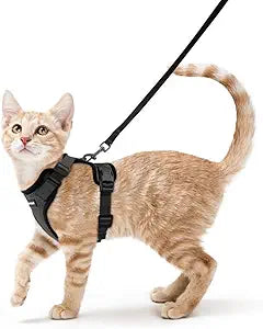 Cat Harness & Leash – Escape-Proof Soft Adjustable Vest with Reflective Strip, Breathable & Easy Control for Walking