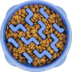 Slow Feeder Dog Bowl – Medium Puzzle Maze for Small & Medium Dogs, Helps Prevent Bloat & Aid Digestion, Holds 2 Cups
