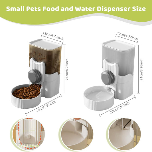 Automatic Hanging Pet Feeder & Water Dispenser – 1L Food Bowl and Bottle Set for Small Pets, Crates & Cages