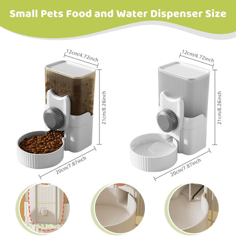 Automatic Hanging Pet Feeder & Water Dispenser – 1L Food Bowl and Bottle Set for Small Pets, Crates & Cages
