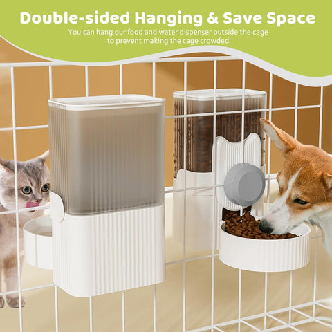 Automatic Hanging Pet Feeder & Water Dispenser – 1L Food Bowl and Bottle Set for Small Pets, Crates & Cages