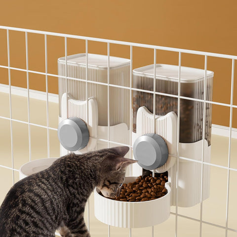 Automatic Hanging Pet Feeder & Water Dispenser – 1L Food Bowl and Bottle Set for Small Pets, Crates & Cages