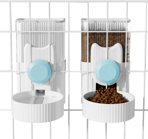 Automatic Hanging Pet Feeder & Water Dispenser – 1L Food Bowl and Bottle Set for Small Pets, Crates & Cages
