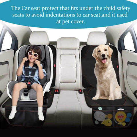 Car Seat Protector (2-Pack) – Waterproof, Thick-Padded Universal Cover with Mesh Pockets for Baby, Child Car Seats & Pets