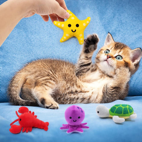 Catnip Plush Toys Set – 6-Piece Interactive Chew & Kick Toys for Indoor Cats and Kittens