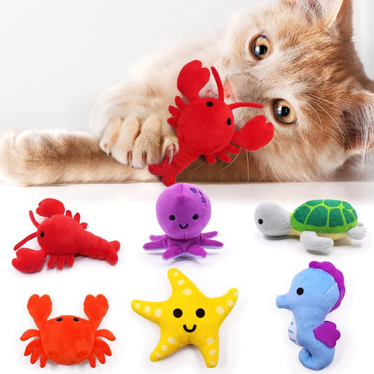 Catnip Plush Toys Set – 6-Piece Interactive Chew & Kick Toys for Indoor Cats and Kittens