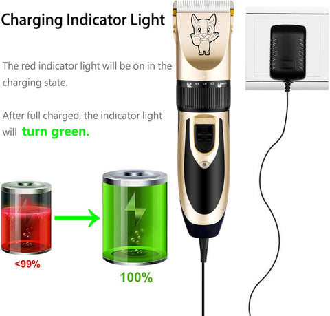 Cordless Pet Hair Clippers – Low-Noise Dog & Cat Grooming Kit for Home Trimming