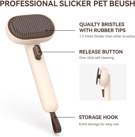 Deshedding Brush for Cats & Dogs – Gentle Grooming Tool for Long & Short Hair with Skin-Friendly Bristles
