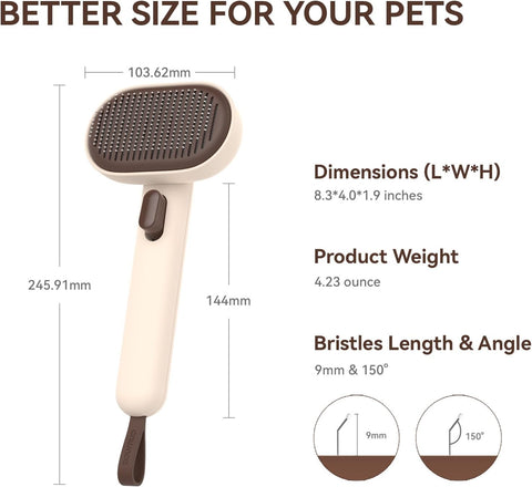 Deshedding Brush for Cats & Dogs – Gentle Grooming Tool for Long & Short Hair with Skin-Friendly Bristles