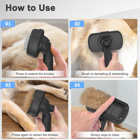 Self-Cleaning Pet Shedding Brush – Gentle Grooming & Deshedding Tool for Dogs, Cats & Puppies (Long & Short Hair)