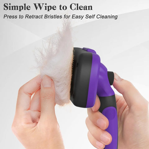 Self-Cleaning Pet Slicker Brush – Gentle Grooming & Deshedding Tool for Dogs & Cats with Long or Short Hair