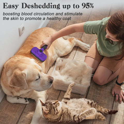 Self-Cleaning Pet Slicker Brush – Gentle Grooming & Deshedding Tool for Dogs & Cats with Long or Short Hair