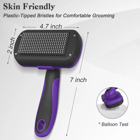 Self-Cleaning Pet Slicker Brush – Gentle Grooming & Deshedding Tool for Dogs & Cats with Long or Short Hair
