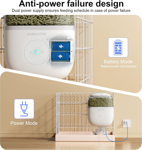 Smart Automatic Rabbit Feeder with Camera – WiFi App Control, Timed Food Dispenser for Rabbits, Guinea Pigs & Small Pets