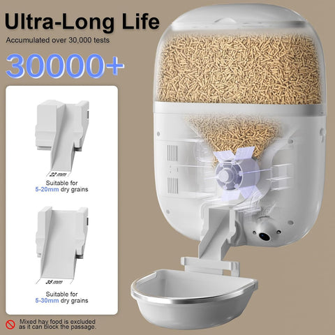 Smart Automatic Rabbit Feeder with Camera – WiFi App Control, Timed Food Dispenser for Rabbits, Guinea Pigs & Small Pets
