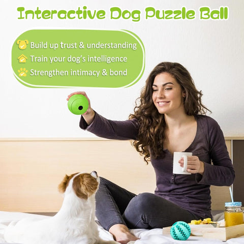 Dog Puzzle Toy 2-Pack – Interactive Treat Dispensing Toys, Durable Puppy Chew Balls for Teething, Teeth Cleaning & Slow Feeding