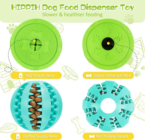 Dog Puzzle Toy 2-Pack – Interactive Treat Dispensing Toys, Durable Puppy Chew Balls for Teething, Teeth Cleaning & Slow Feeding
