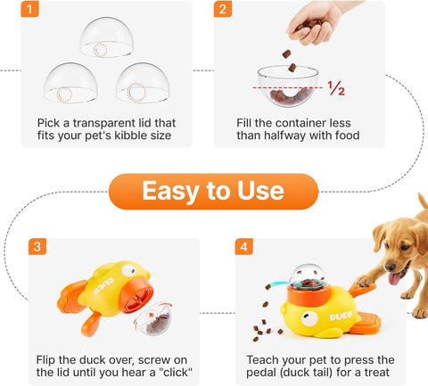 Potaroma Cat Puzzle Treat Dispenser, Interactive Duck-Shaped Enrichment Toy for Cats and Small Dogs, IQ Training and Exercise 8.6 Inches