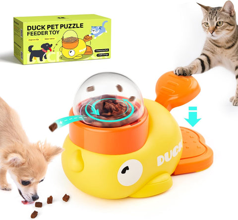 Potaroma Cat Puzzle Treat Dispenser, Interactive Duck-Shaped Enrichment Toy for Cats and Small Dogs, IQ Training and Exercise 8.6 Inches