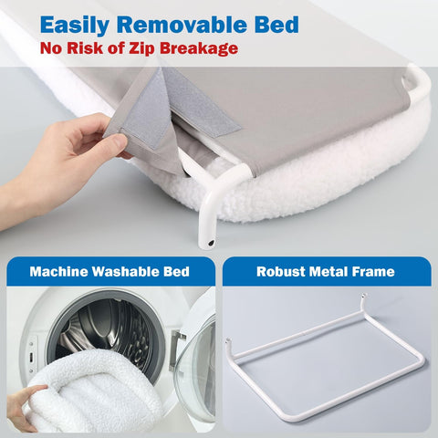 Foldable Cat Window Hammock – Cordless Indoor Perch with Washable Cover and Sturdy Metal Frame for Large Cats