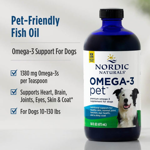 Nordic Naturals Omega-3 Pet, Unflavored - 16 oz - 1380 mg Omega-3 Per Teaspoon - Fish Oil for Large to Very Large Dogs with EPA & DHA - Promotes Heart, Skin, Coat, & Immune Health