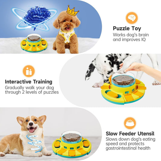 Potaroma Dog Puzzle Toy 2 Levels, Slow Feeder, Pup Food Treat Feeding Dispenser for IQ Training and Entertainment for All Breeds 4.2 Inch Height