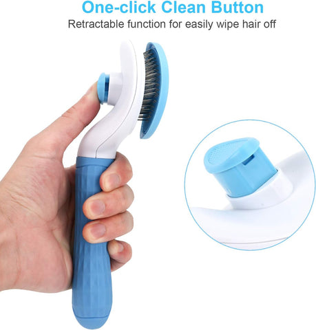 Self-Cleaning Slicker Brush – Pet Grooming & Shedding Brush for Dogs, Cats & Rabbits, Easy Undercoat Removal, Massaging Tool