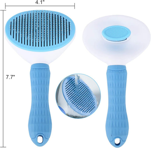 Self-Cleaning Slicker Brush – Pet Grooming & Shedding Brush for Dogs, Cats & Rabbits, Easy Undercoat Removal, Massaging Tool