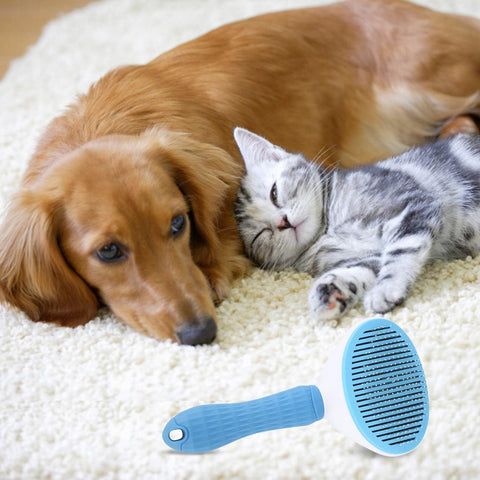 Self-Cleaning Slicker Brush – Pet Grooming & Shedding Brush for Dogs, Cats & Rabbits, Easy Undercoat Removal, Massaging Tool