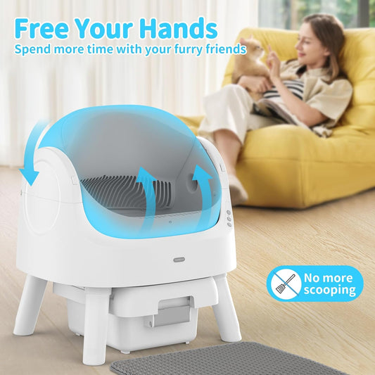 Self-Cleaning Cat Litter Box – Automatic Litter Box for Multiple Cats with Safety Features and Open-Top Design
