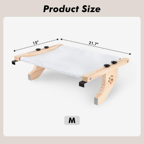 Cat Window Perch Hammock – Sturdy Adjustable Window Seat with Cushion, Wood and Metal Frame for Large Cats