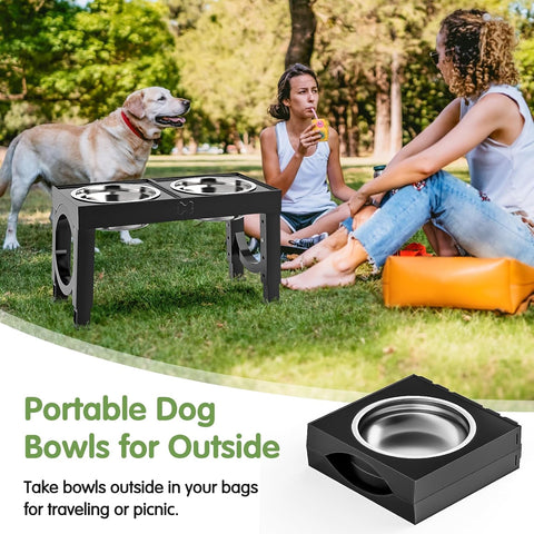 Elevated Dog Bowl – Adjustable Raised Food & Water Stand for Medium & Large Dogs, 1L Bowls, 5 Height Options