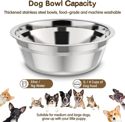 Elevated Dog Bowl – Adjustable Raised Food & Water Stand for Medium & Large Dogs, 1L Bowls, 5 Height Options