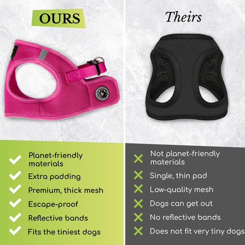 EcoBark Dog Harness - Teacup Dog XXXS Small Dogs - Step in Mesh No Pull Mini Body Vest Halter - Puppy Harness - Toy Breed Harness Vest Under 5 pounds lbs (XXXS, Lavender)