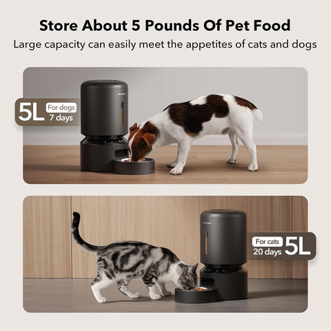 Automatic Pet Feeder – 5L Timed Cat & Dog Feeder with WiFi, Freshness Preservation, Low Food Sensor, Up to 10 Meals