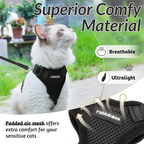Cat Harness & Leash – Escape-Proof Soft Adjustable Vest with Reflective Strip, Breathable & Easy Control for Walking