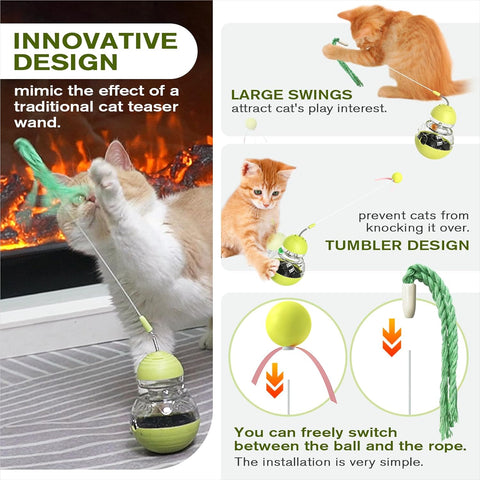 Interactive Cat Toys for Indoor Cats and Kittens – Wand Toy, Treat Dispenser, Slow Feeder, Ball Tracker for Play and Exercise