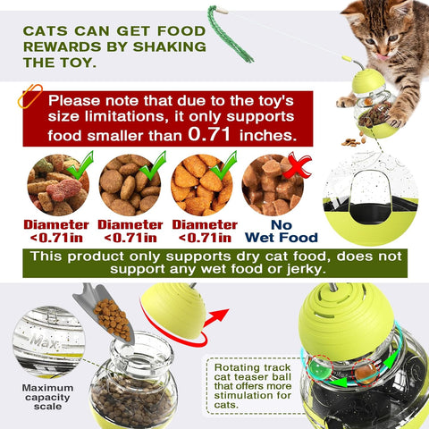 Interactive Cat Toys for Indoor Cats and Kittens – Wand Toy, Treat Dispenser, Slow Feeder, Ball Tracker for Play and Exercise