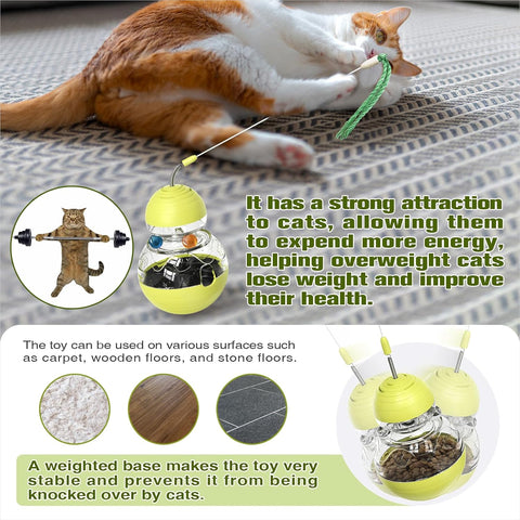 Interactive Cat Toys for Indoor Cats and Kittens – Wand Toy, Treat Dispenser, Slow Feeder, Ball Tracker for Play and Exercise